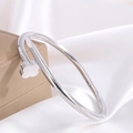 【138】silver Four-leaf Clover Nail Bangle