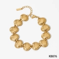 Golden 316 stainless steel bracelet featuring textured shell charms and adjustable clasp - Gold Scallop Bracelet (KB876)
