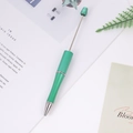 DIY colorful beaded pen with emerald green pearlescent finish and silver metal cone tip - Teal