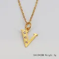 Collier en acier inoxydable plaqué or 18K avec pendentif lettre V serti de cristaux - Lettre V