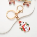 Christmas snowman keychain with gold metal plating, red enamel and sparkling rhinestones - Snowman A Gold (D2847)