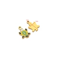 Gold-plated stainless steel turtle pendant with green and yellow enamel inlay, 17mm size - Gold Turtle (Black and White)