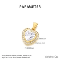 Makro-Detail des Herzanhängers mit funkelnden Kristallen und Maßen von 33x22mm - Gold (KP115327-TOM)