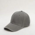 Detail view of a classic grey six-panel twill cotton baseball cap with curved brim - Adjustable / Dark Gray