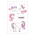 Waterproof unicorn temporary tattoos for kids with pink and blue watercolor stars - EC-670 (Unicorn)