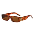 Rectangle sunglasses with tortoise frame, brown lenses and gold diamond accents - Tortoiseshell Frame Tea Lens