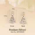 Silver Christmas tree pendant with zircons for DIY jewelry making 12mm x 7mm - Silver
