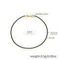Elegant 18K gold plated stainless steel thin bracelet featuring black zircon stones - Small / Black
