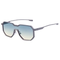 Irregular steampunk sunglasses with metallic full frame and blue-yellow gradient lenses - Matte Gun Green Yellow