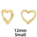 Minimalist gold heart-shaped small 12mm huggie earrings for daily wear - Heart 12mm