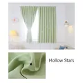 Mint green blackout curtain with hollow star cutouts and hook-and-loop installation - W0.7m*H1.0m / Green