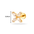 Clou de labret trèfle doré avec quatre zircons clairs et filetage interne - Style Trèfle à Quatre Feuilles (T2553-1#) / Doré
