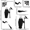 Adesivi murali Halloween con mietitore, zucca, corvo e ragnatela per decorazione - Stile Testa di Zucca Falce