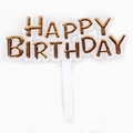 Golden Happy Birthday cake topper with elegant white stand for party decorations - No.11 Champagne Gold