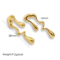 Detail of 14K gold wave drop earrings showing 38mm length and 14mm width dimensions - 1070-Gold Geometric