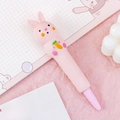 Pink rabbit-shaped squishy stress relief gel pen with a cute carrot pattern detail - Pink Carrot Rabbit