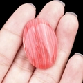 Oval pink rhodochrosite cabochon gemstone with white stripes for DIY jewelry making - Rhodochrosite (Synthetic)