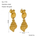 Pastoral style shell-shaped stud earrings in 18k gold plated stainless steel - Shell Shape Style (1770)