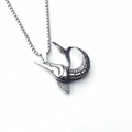 Punk style swordfish pendant necklace with box chain made of polished silver metal - Swordfish