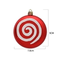 Pallina di Natale rossa con spirale glitterata bianca, 9x7.8cm per albero di Natale - Stile Motivo a Spirale Rosso (8BC4-K262)
