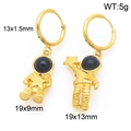 Orecchini a cerchio dorati con ciondoli astronauta e stelle in acciaio inossidabile - Oro (KE118163-MZOZ)