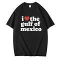 Camiseta de algodón negro con estampado Gulf of Mexico y diseño de cuello redondo - S / Negro