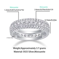 Technical drawing of S925 silver moissanite ring showing 5.7mm width and 2.7mm thickness - R13251 Moissanite 2.0mm Multi-Stone