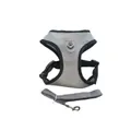 Breathable gray mesh pet harness and leash set with durable safety buckle - Gray