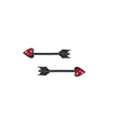 Piercings de mamelon avec cœur en zircone rouge et flèche noire sur barre d'acier - Anneau de Mamelon Flèche de Cœur (#4)