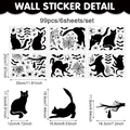 6-sheet set of Halloween black cat and bat wall stickers with 99 PVC silhouette decals - Black Cat Bat Patterns (CT24Y12476T_T) / 20*30cm