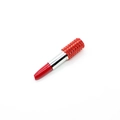 Lipstick-shaped ballpoint pen in silver metal finish with luxury red rhinestone cap - Red