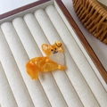Süße Corgi-Haarklammer aus Acetat in Orange und Weiß mit Perlglanz-Effekt - 1# Corgi Entenschnabel Clip