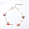 Colorful crystal flower charm stainless steel gold chain anklet with adjustable clasp - Ear Hooks without Chain (Pair) / Colorful