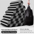 Black drawstring garbage bags, 200 count bulk pack, 45x63cm durable thickened plastic liners - Black / 10 Rolls 200pcs (Vest Style Extra Thick 45*63cm 2.0mil)