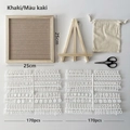 DIY khaki felt letter board with 340 white plastic characters and wooden easel stand - Message Board / Khaki
