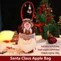 Santa Claus burlap Christmas gift bag with plaid pattern and white plush trim - Plush Antler Handbag Santa Claus