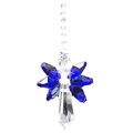 Crystal suncatcher with blue butterfly wings and clear teardrop pendant garden decor - Medium Blue & White