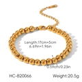 Polished gold stainless steel bead bracelet with lobster clasp and extension chain - Shiny Gold Bead Bracelet (HC-B20066)