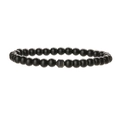Minimalist 6mm matte black onyx bead bracelet with a faceted grey metal centerpiece - Black Matte Style / Matte Onyx