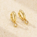 Aros de plata s925 dorada con colgantes redondos de circonita cúbica transparente - Dorado (Circonita Blanca)