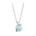 Macro detail of silver planet necklace featuring a shimmering blue and green opal sphere - Silver-Light Green Blue Opal