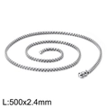 500 mm x 2,4 mm zilveren roestvrijstalen box-ketting met hooggepolijste afwerking - Lengte 45cm / Breedte 2.5mm / Zilver