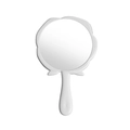 Portable white rose flower shaped handheld makeup mirror with compact creative design - White