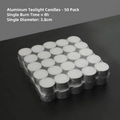 50-pack white aluminum shell tea light candles with 8-hour long burning time - Tealight Candle