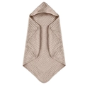 Neutral tan 6-layer muslin gauze hooded baby towel with soft quilted texture - Pink