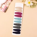 Set of 10 glittery woven snap hair clips for girls in beige, magenta, blue, and grey - Combination 8
