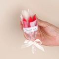 Mini dried rabbit tail grass bouquet with red white flowers and beige satin bow - Style 08 Bunny Tail Grass Bouquet