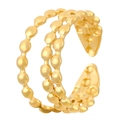 Three-layer stacked gold ring with sequin texture and adjustable open band design - Triple Layer Dotted Style (K-687)