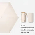 Mini cream white 6-rib folding umbrella with matching storage case for sun protection - 6-Fold 6-Bone Black Glue Off-White