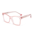 Fashionable pink transparent anti-blue light glasses with oversized cat-eye PC frame - Light Pink